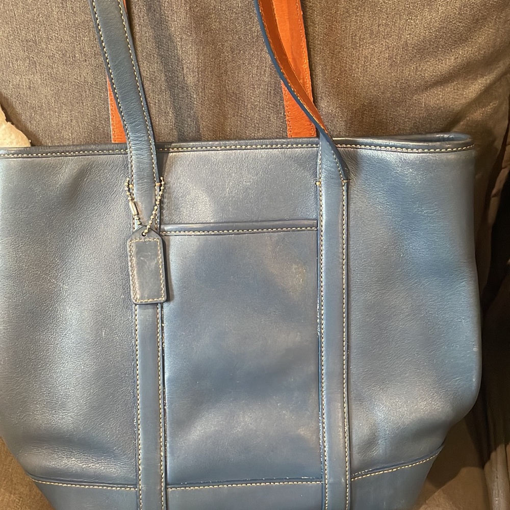 Blue vintage Coach Leather Tote Bag